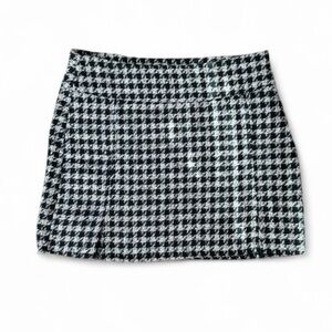 Black & White Houndstooth Mini Skirt - Size Large